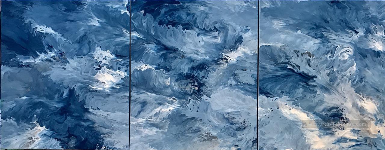 crête d’un résumé triptyque vague paysage marin Peintures à l'huile